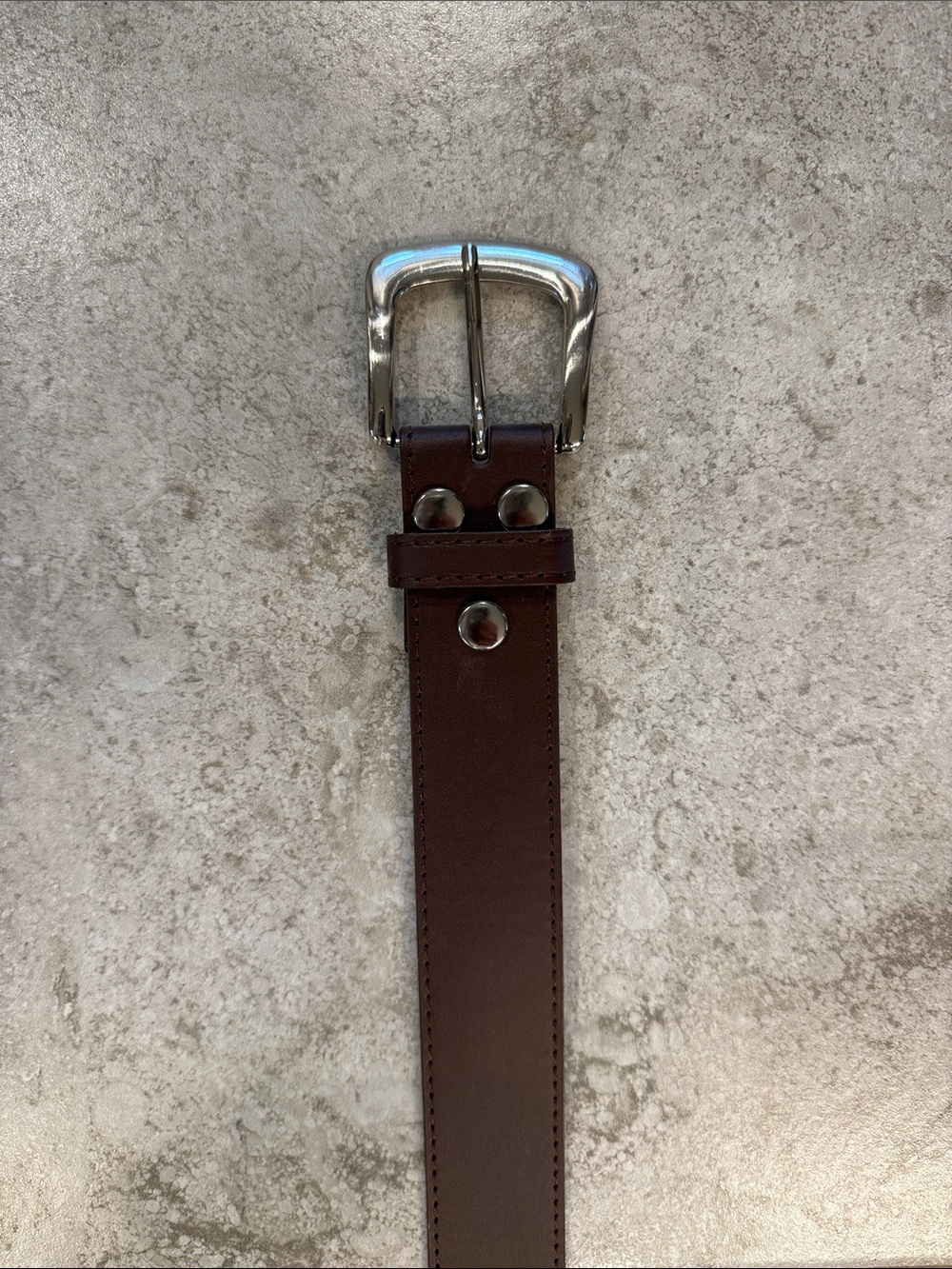 Women's Brown Leather Belt with Silver Buckle